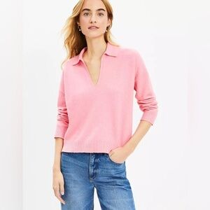 LOFT V Neck Pink Sailor Sweater‎ Size XXL